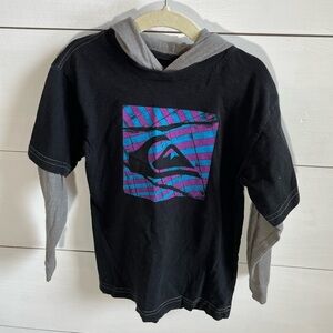 Quiksilver Black and Gray Kids Hooded Shirt